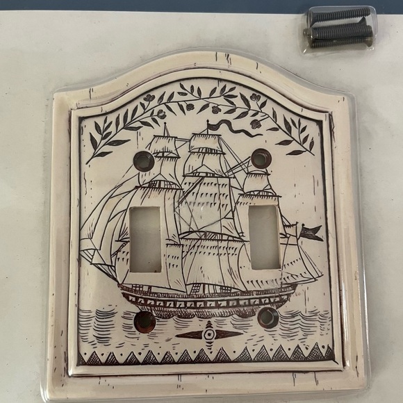 VINTAGE 1998 SEAFARER NAUTICAL DOUBLE SWITCHPLATE BY FIGI HOME DECOR COLLECTIONS - Picture 6 of 8